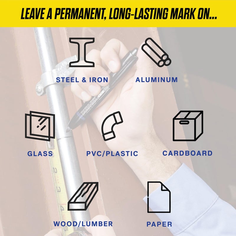 Markal Dura-Ink 20 Fine-Line Retractable Permanent Ink Marker, Versatile Surface Compatibility, Bold Mark Size 1.15â€, Black - Image 3